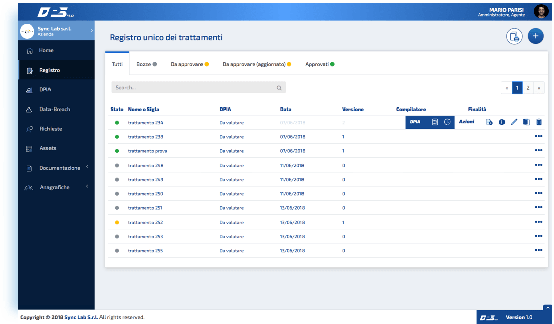 Il design del registro dei trattamenti : comodo e indtuitivo Il design del registro dei trattamenti : comodo e intuitivo